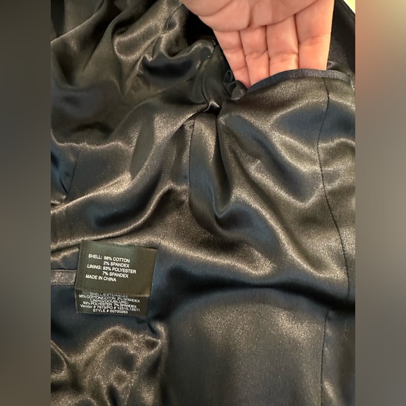 CLUB MONACO Blue Velvet Blazer Jacket Coat Navy Cropped Notch Stand Up Collar - Picture 9 of 14